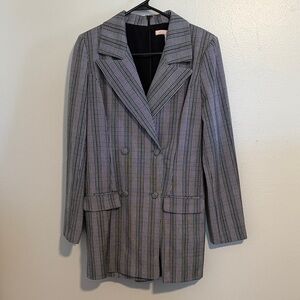 Hutch: Women's Gray Plaid Blazer romper Dress